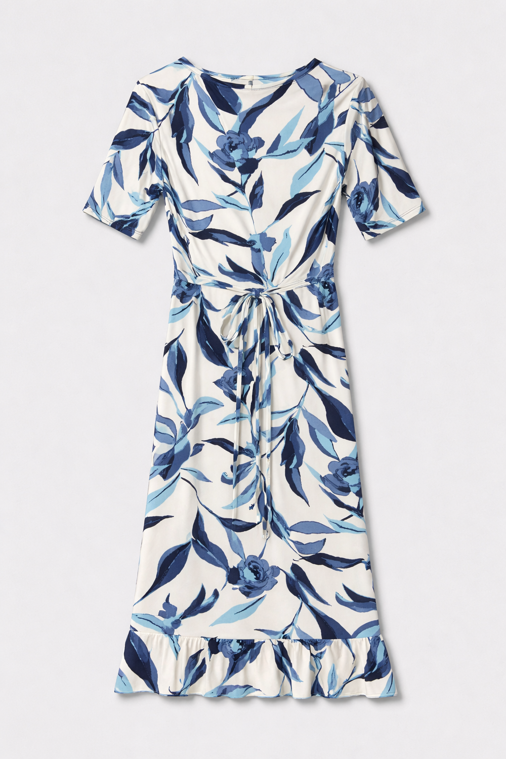 Cool Blue Sophia Short Sleeves Fluted Dress
