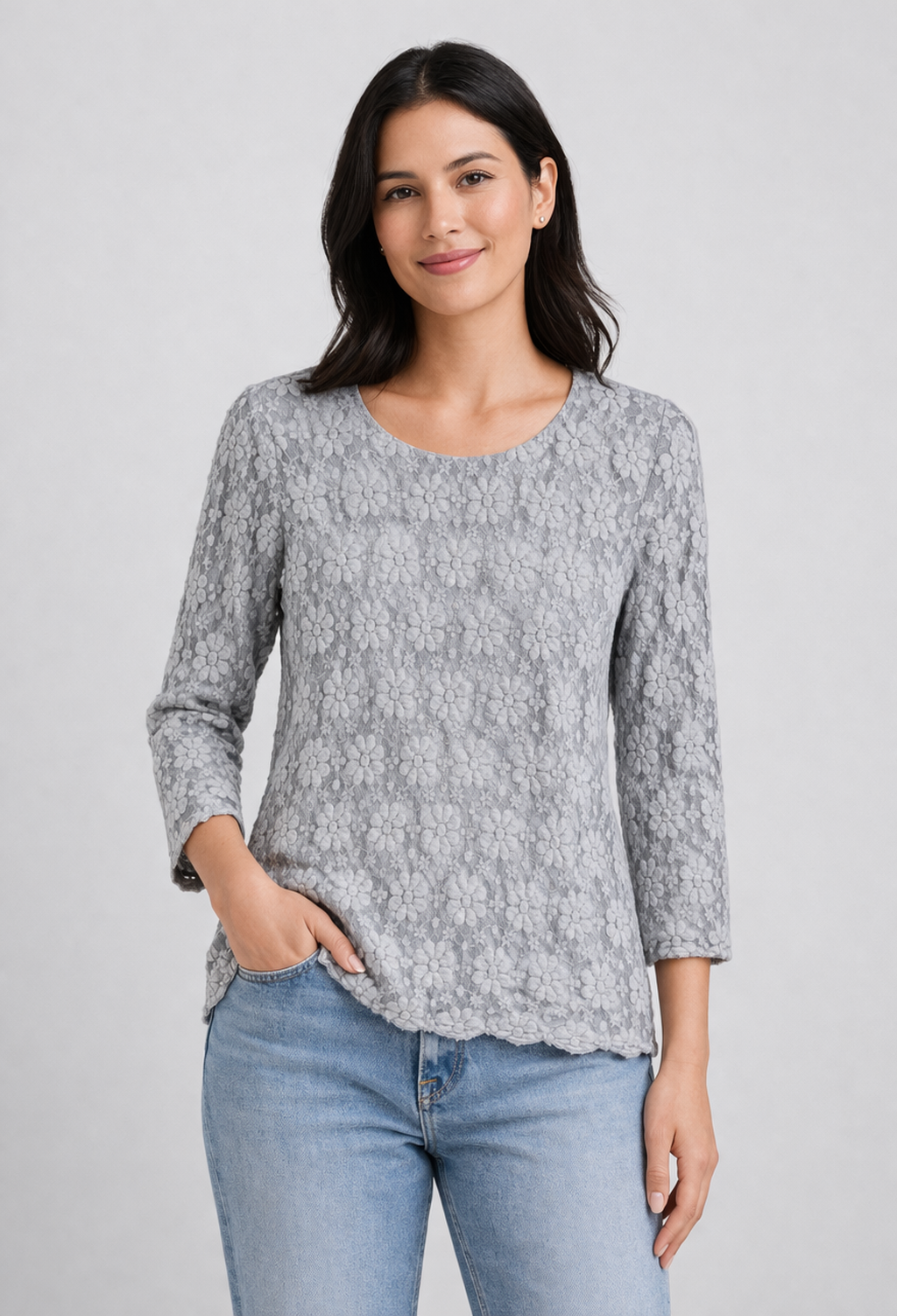 Cloud Clare Three-Quarter Sleeve Lace Top