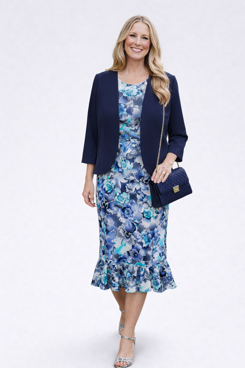 Cloud Mist Leona Short Sleeves Fluted Dress