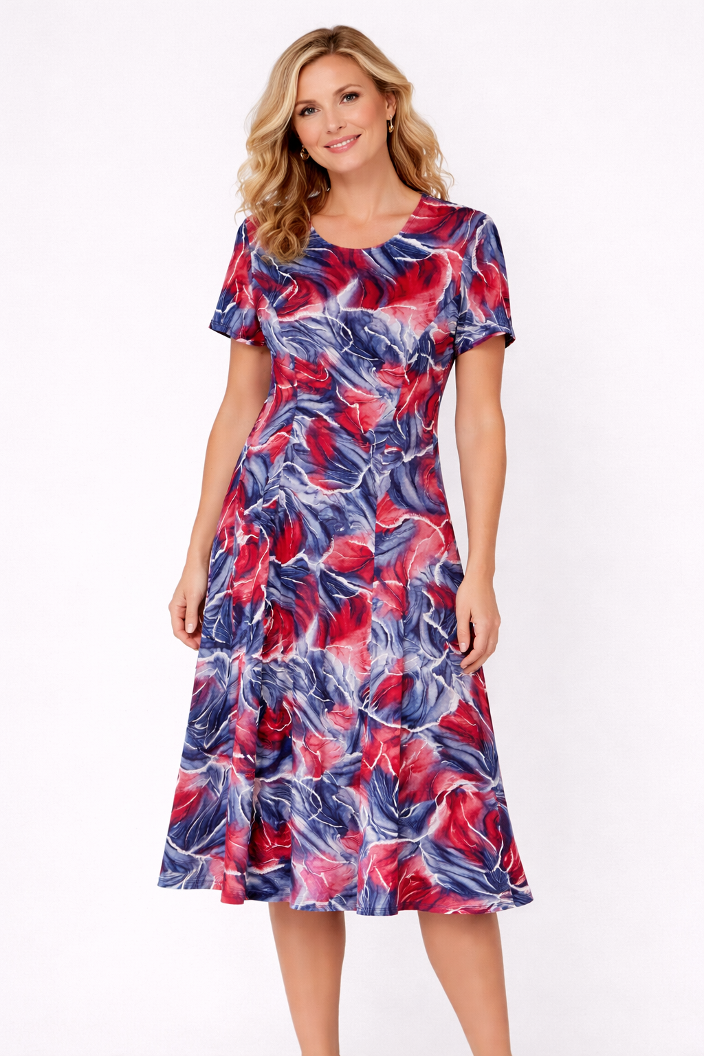 Blue Haze Jayne Short Sleeves Fit and Flare Dress