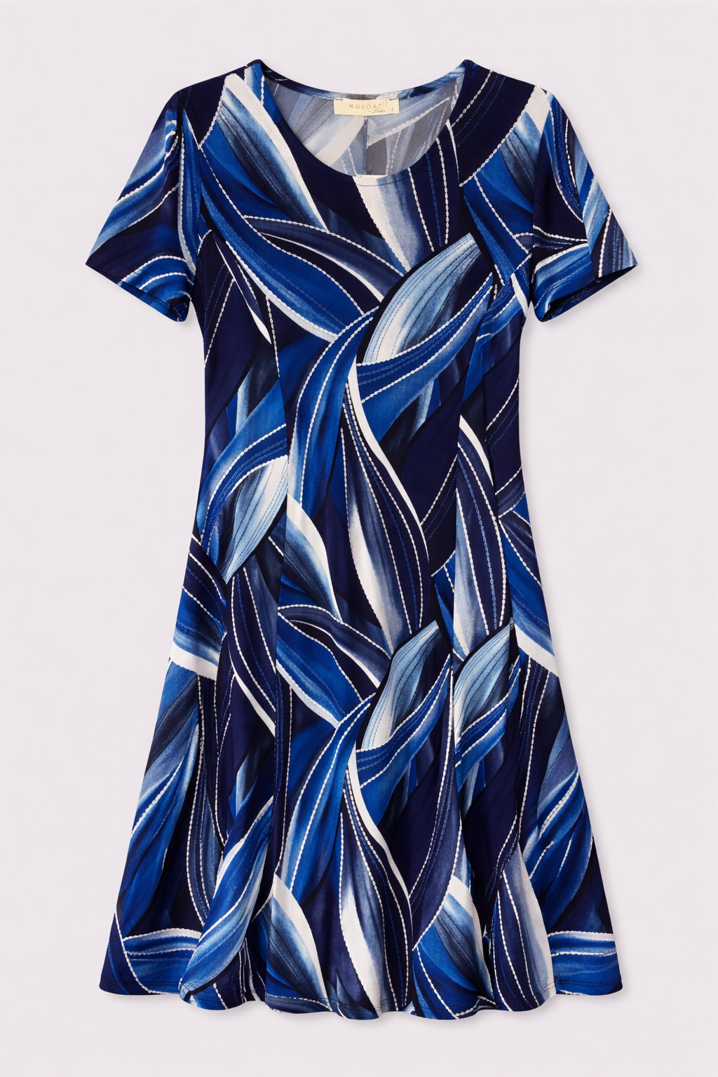 Navy Mila Short Sleeves Fit and Flare Dress