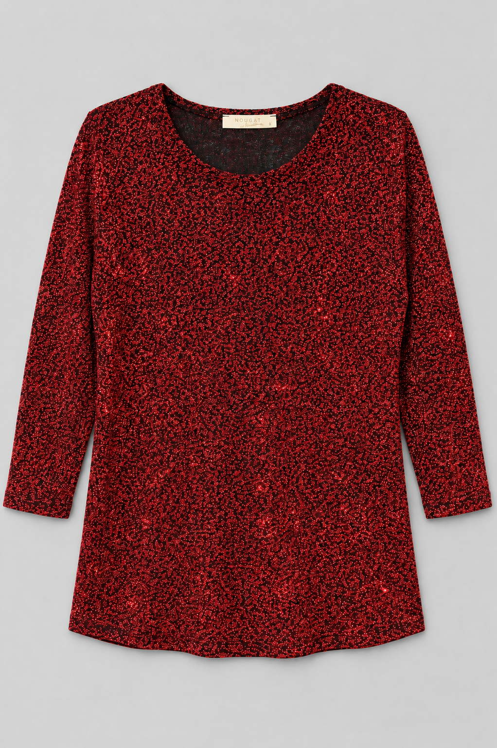 Red Nerys Three- Quarter Sleeve Top
