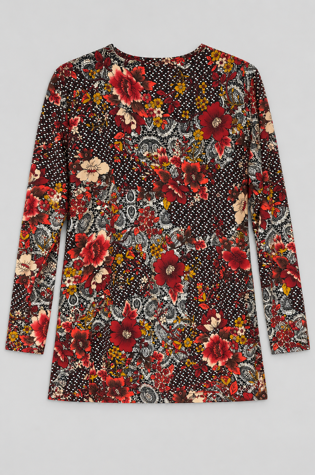 Red Floral Darcy Three- Quarter Sleeve Top