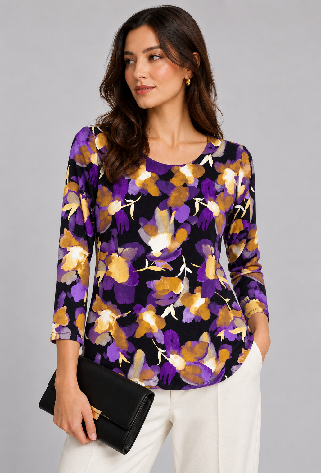 Biscuit Shelley Three- Quarter Sleeve Top