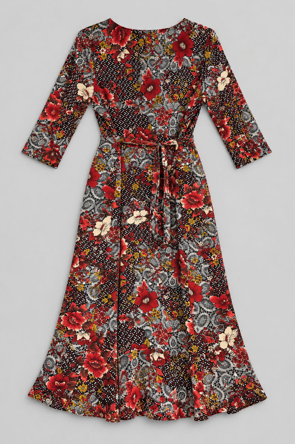 Red Floral Darcy Fluted Dress