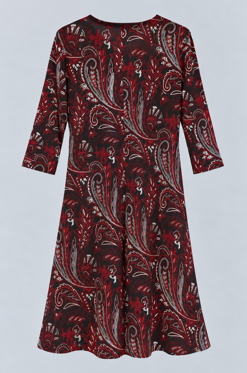 Black Red Orla Three Quarter Sleeve Fit and Flare Midi Dress