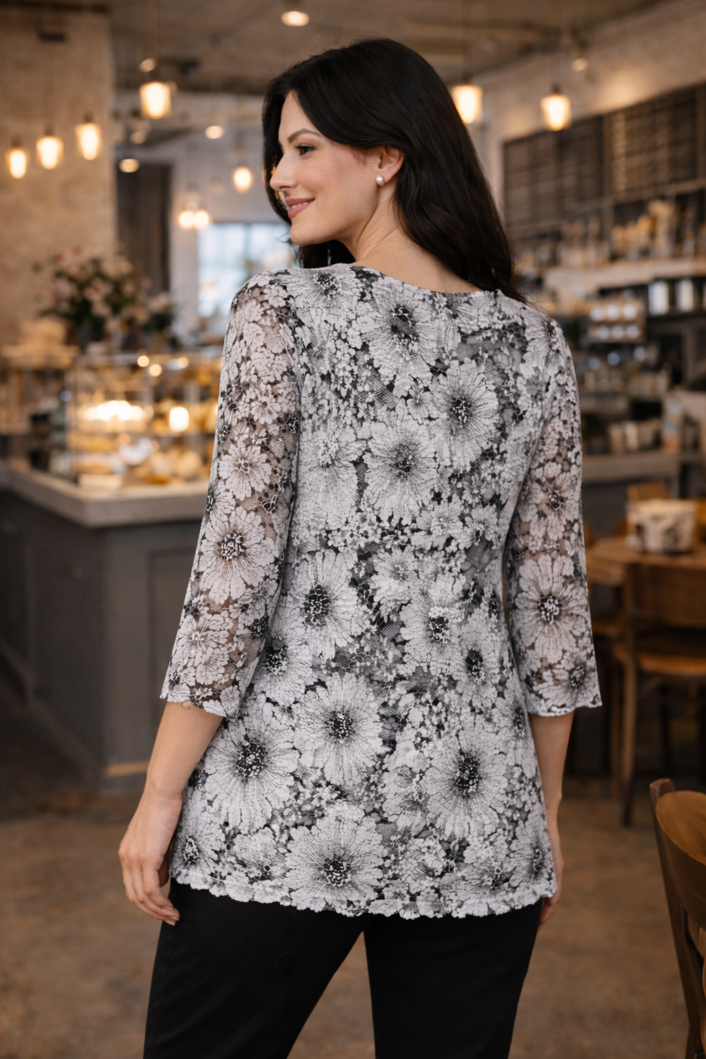 Black and White Faith Mesh Top