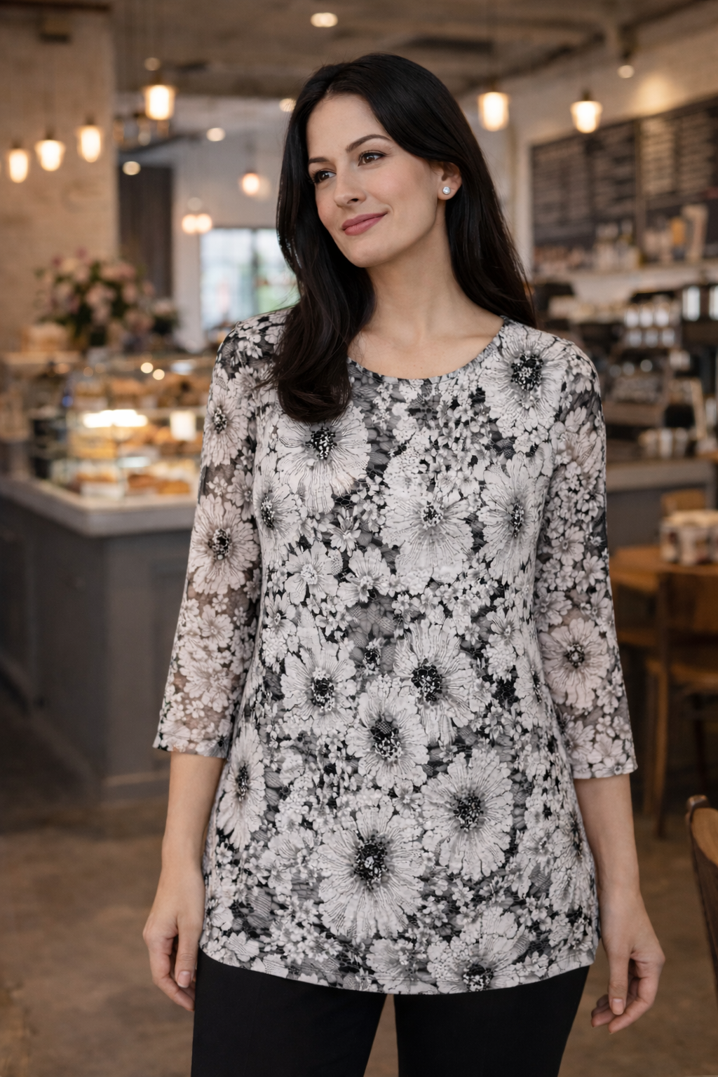 Black and White Faith Mesh Top