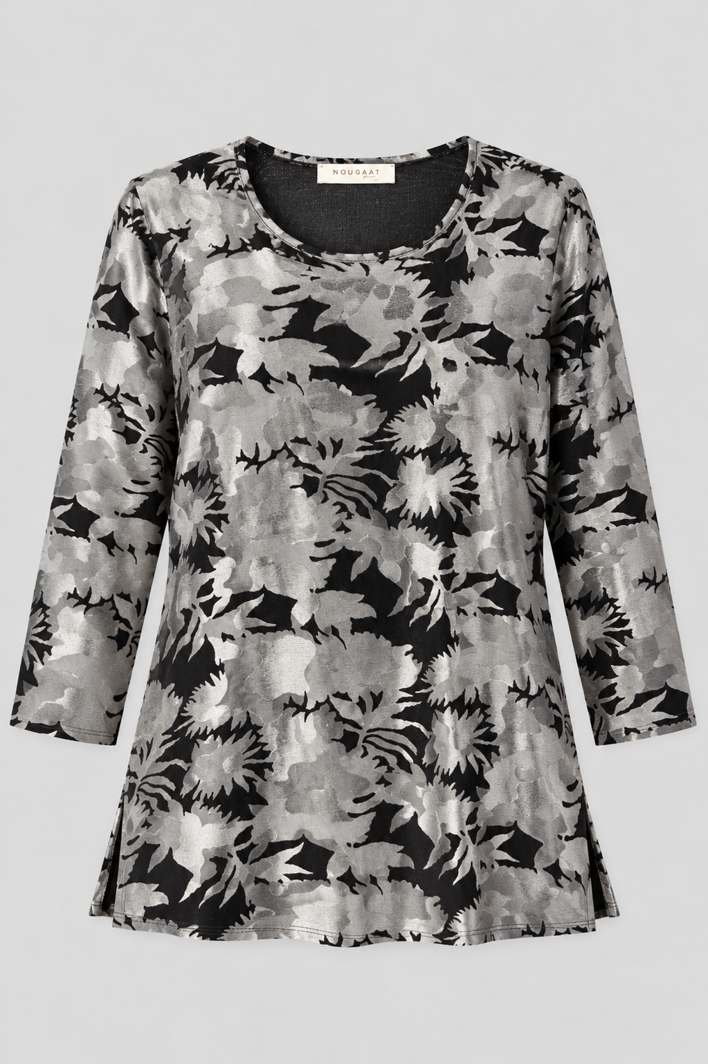Silver Zara Velvet Three- Quarter Sleeve Top