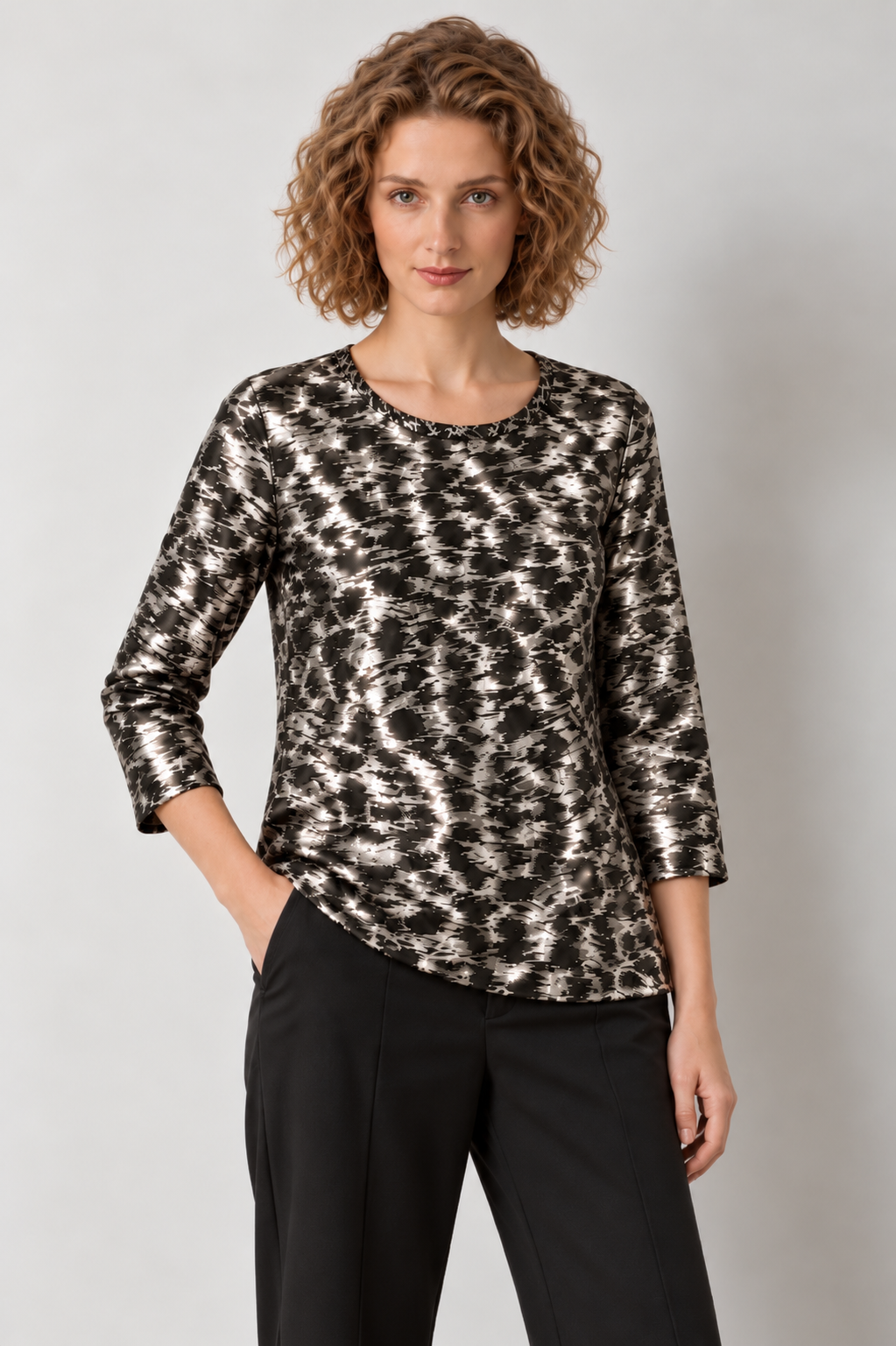 Silver Blair Three- Quarter Sleeve Top